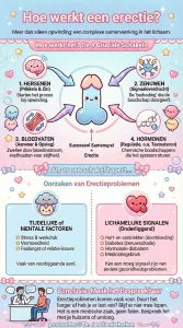 Ontdek hoe een erectie ontstaat door het samenspel van hersenen, zenuwen, bloedvaten en hormonen. Leer waarom erectieproblemen een belangrijk medisch signaal kunnen zijn. Keywords: erectie werking, erectieproblemen, urologie, prostaat.be, libido, testosteron, doorbloeding, mannengezondheid, Jan Vanderkerken.